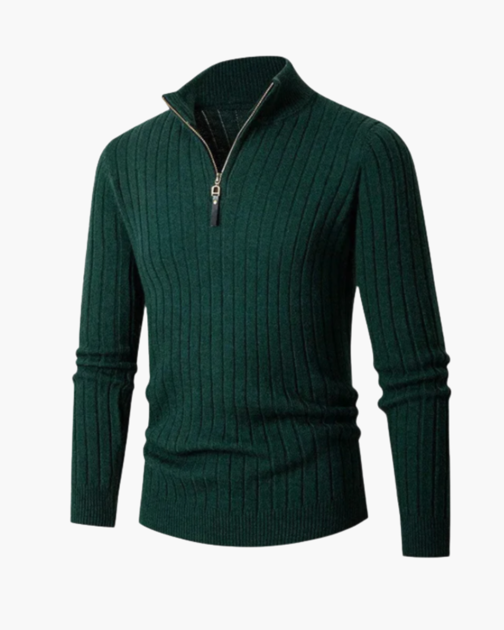 Gerippter Troyer Strickpullover mit Reißverschlusskragen