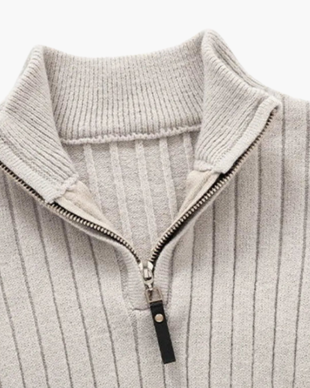 Gerippter Troyer Strickpullover mit Reißverschlusskragen