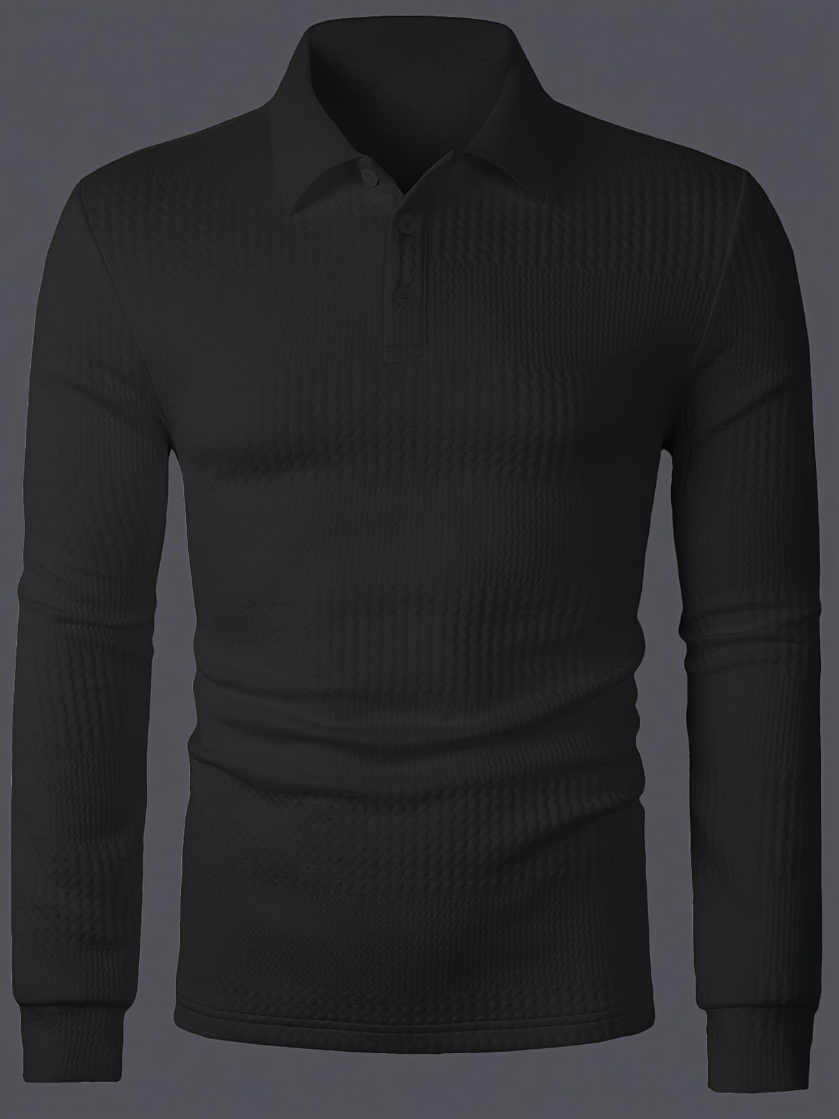 Fletcher | Langarm-Polohemd mit strukturiertem Design