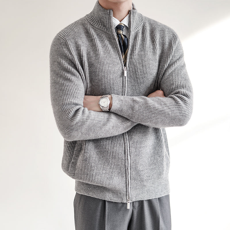 Lucas | Moderner Strickpullover mit durchgehendem Reißverschluss