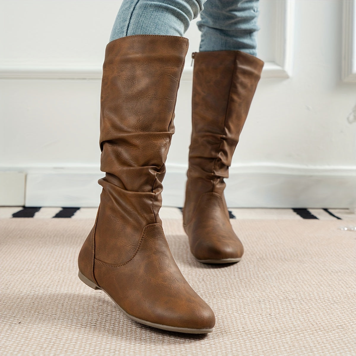 Isabella | Lässige Kniehohe Stiefel mit gerafftem Schaft