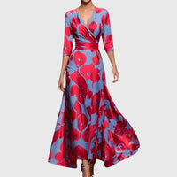 Hannah | Elegantes und auffälliges Langarm Maxikleid