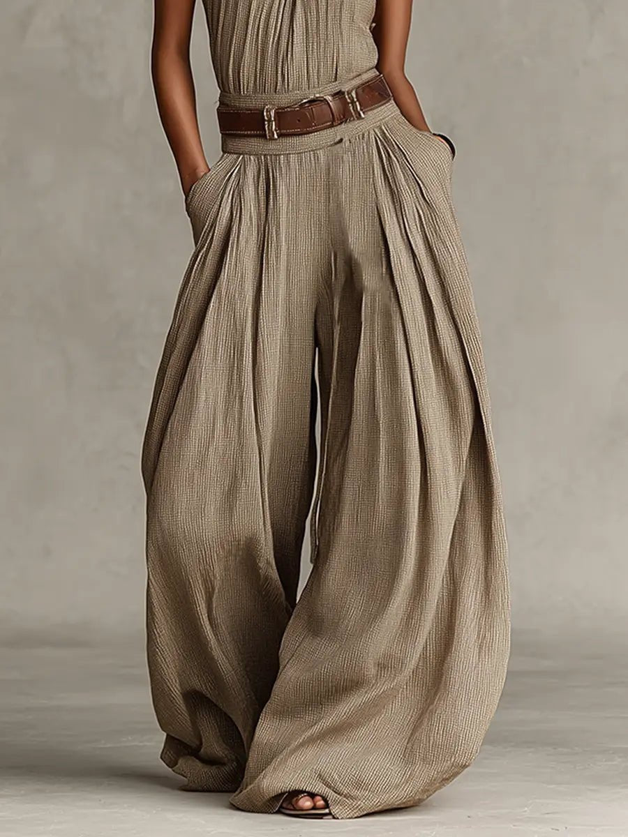 Greta | Damen Jumpsuit – Weites Bein mit Gürtel
