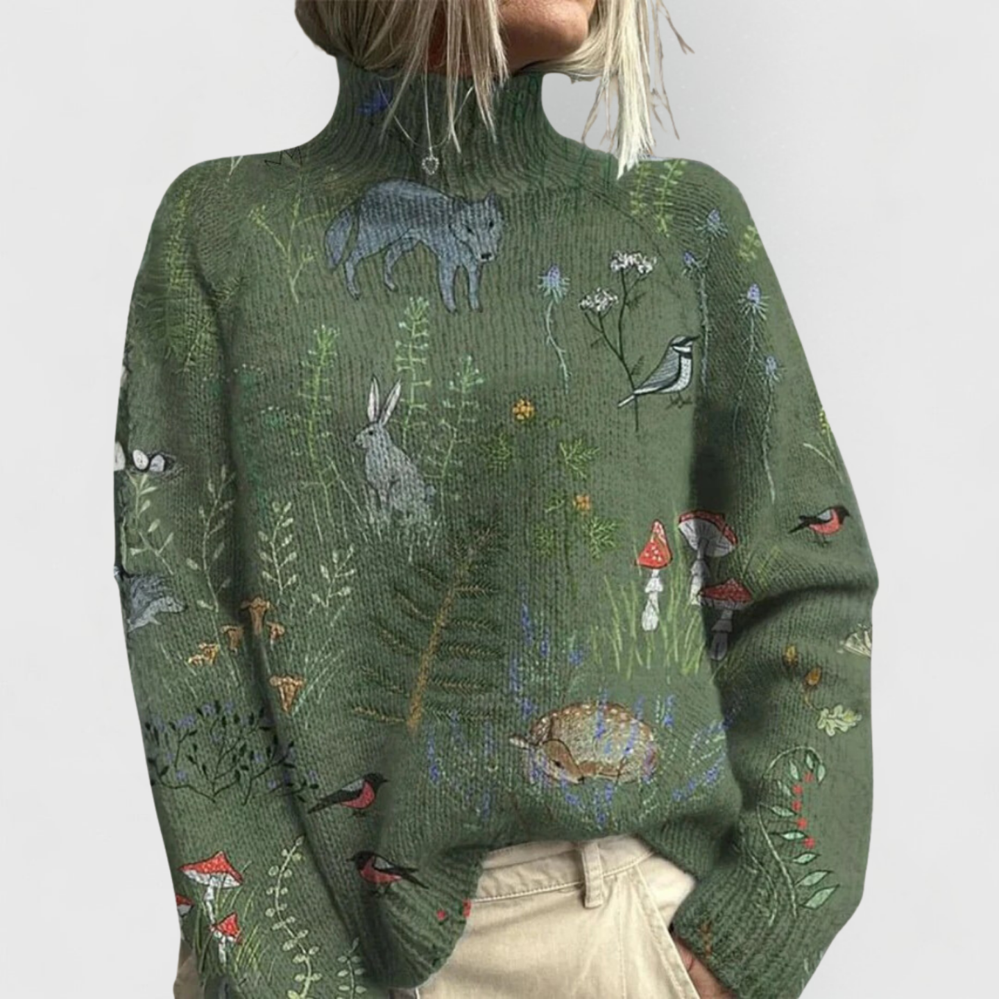 Alina | Stilvoller und kuscheliger Naturmotiv Strickpullover