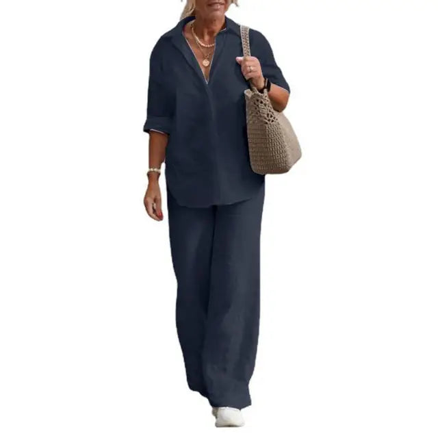 Mia | Luftiges und elegantes Damen Leinen Zweiteiler Set