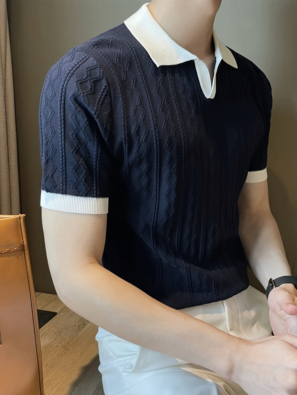 Barrett | Texturiertes Polo-Shirt mit Kontrastkragen