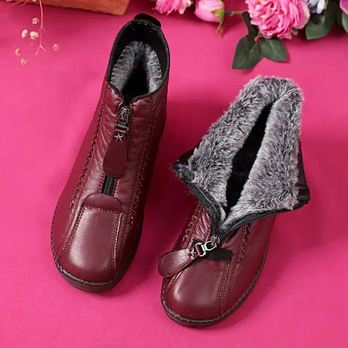Adelina | Gefütterte Leder-Stiefeletten für warme Wintertage