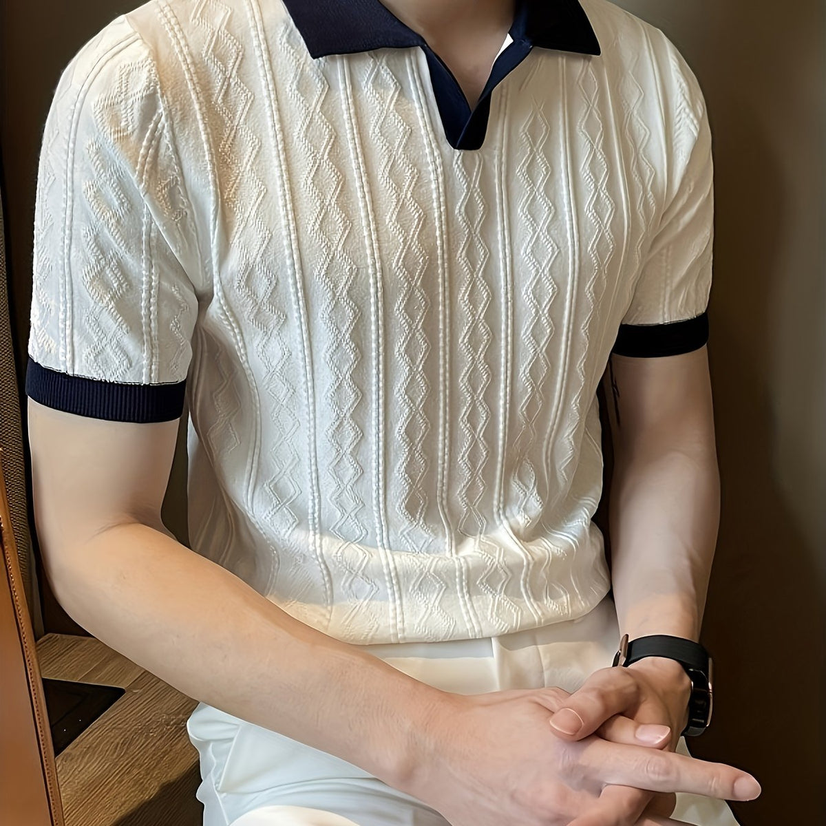Barrett | Texturiertes Polo-Shirt mit Kontrastkragen