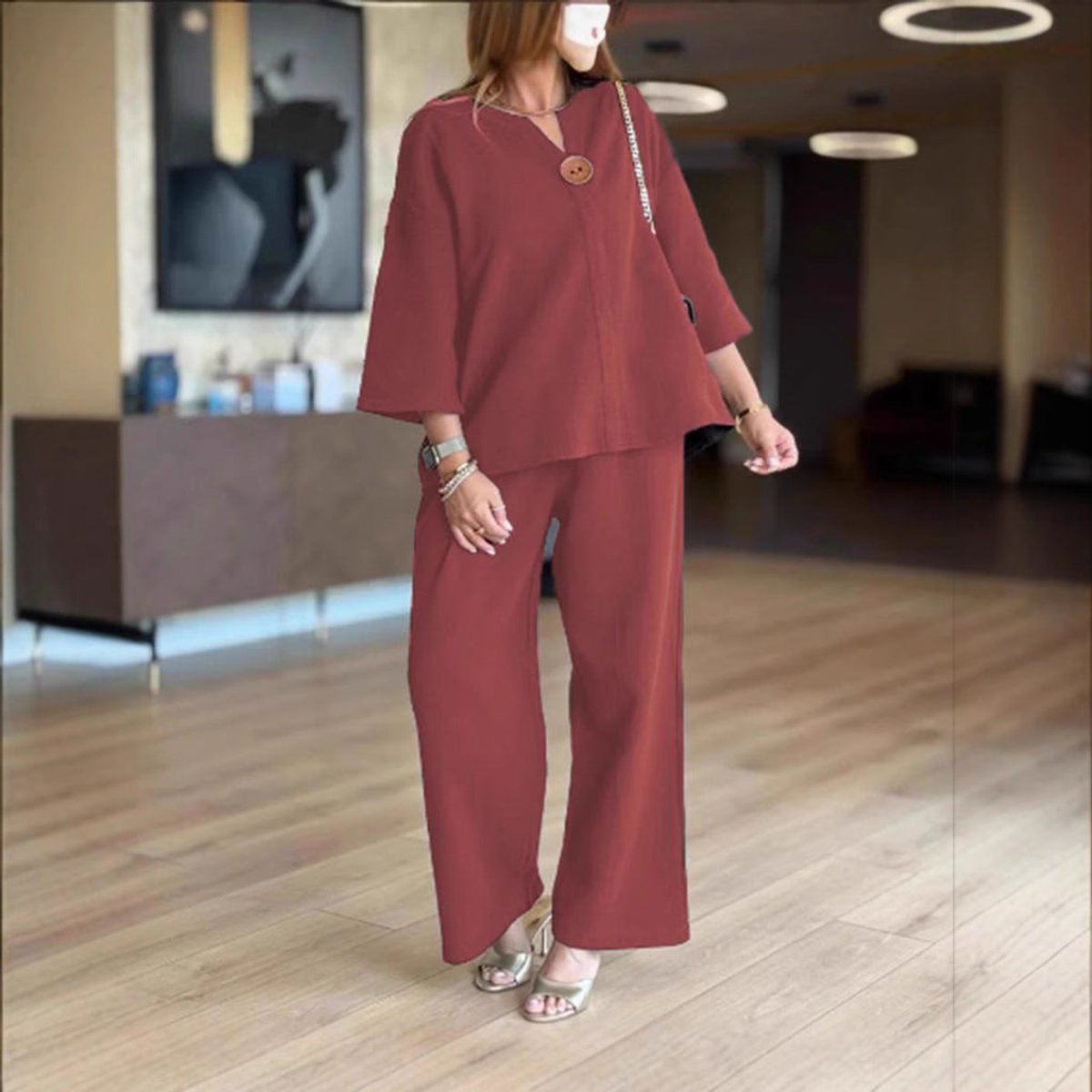 Laura | Damen Tunika und Wide Leg Hosen Set