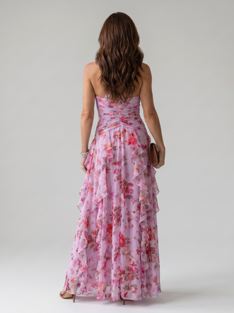 Nori | Floral Maxi Dress mit Rüschen-Bustier