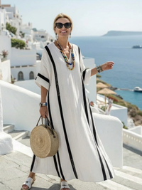 Valerie | Modernes und luftiges Maxikleid mit Farbblock-Streifen
