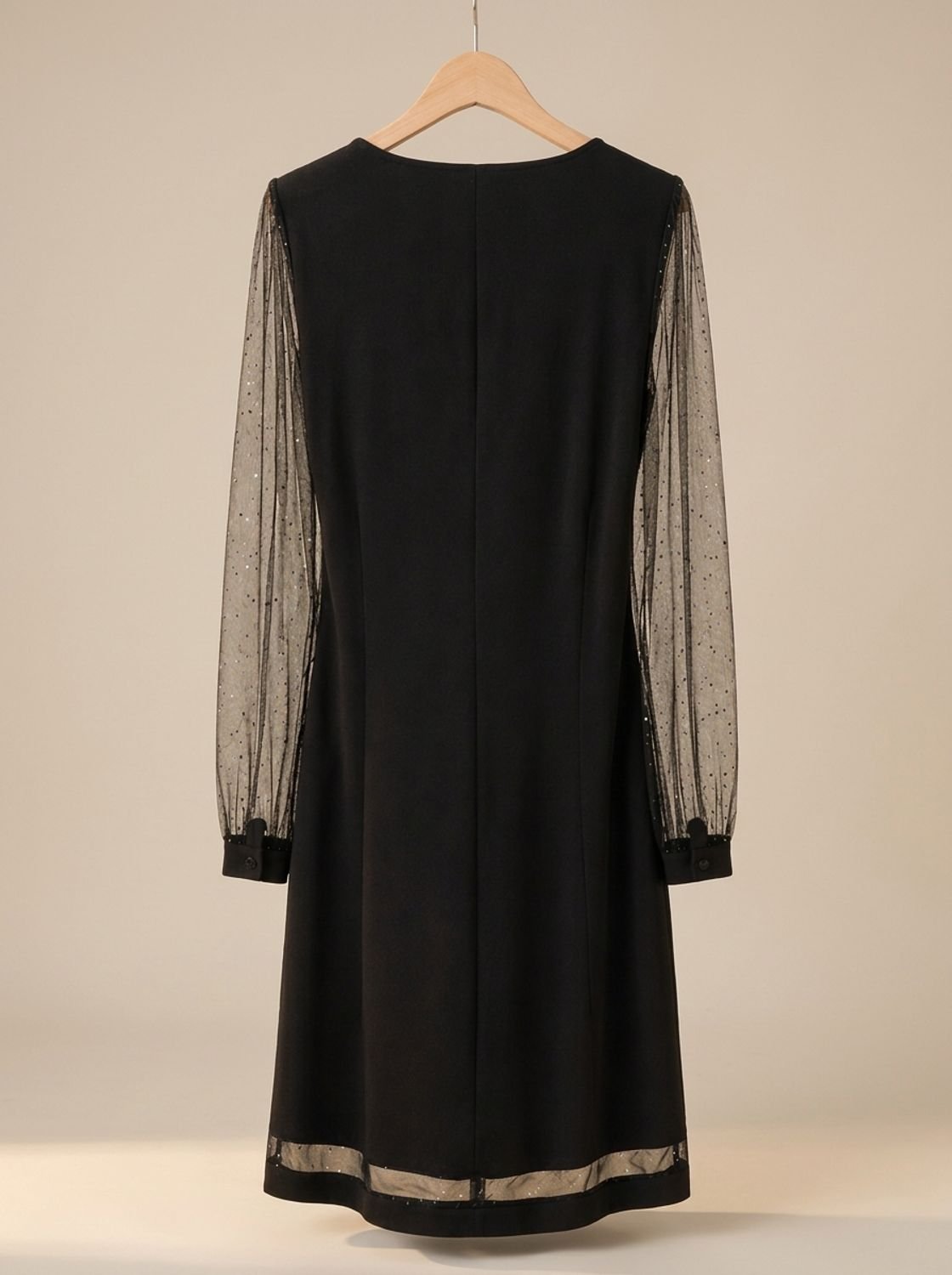 Scarlett | Mini Festkleid mit V-Ausschnitt und Glitter-Mesh-Ärmeln