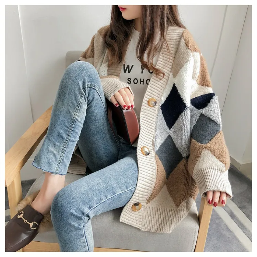 Sophia | Moderne und Oversized Damen Strick Strickjacke