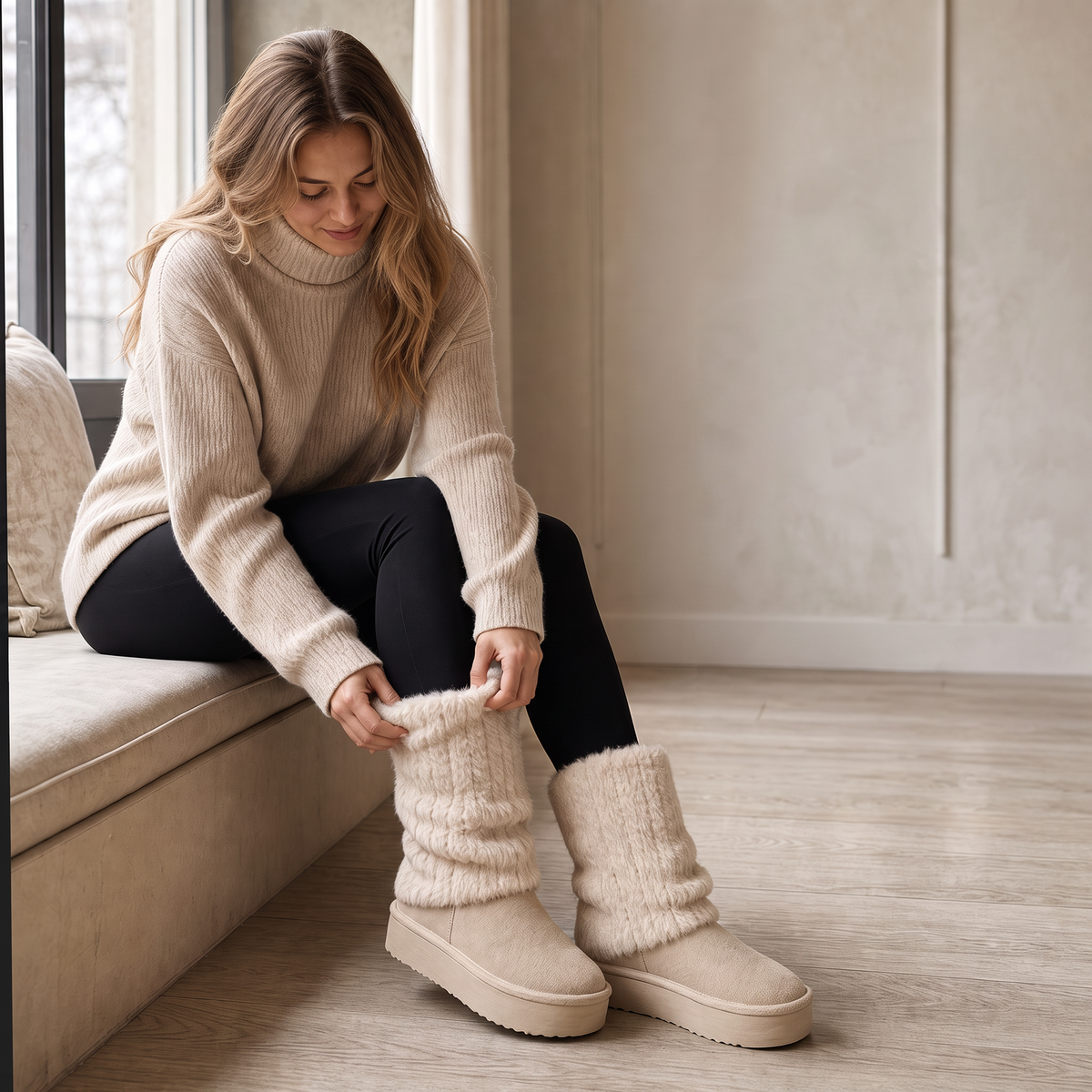 SnugLift | Plattform Winter Boots – Bequeme Mid-Calf mit Kunstfell