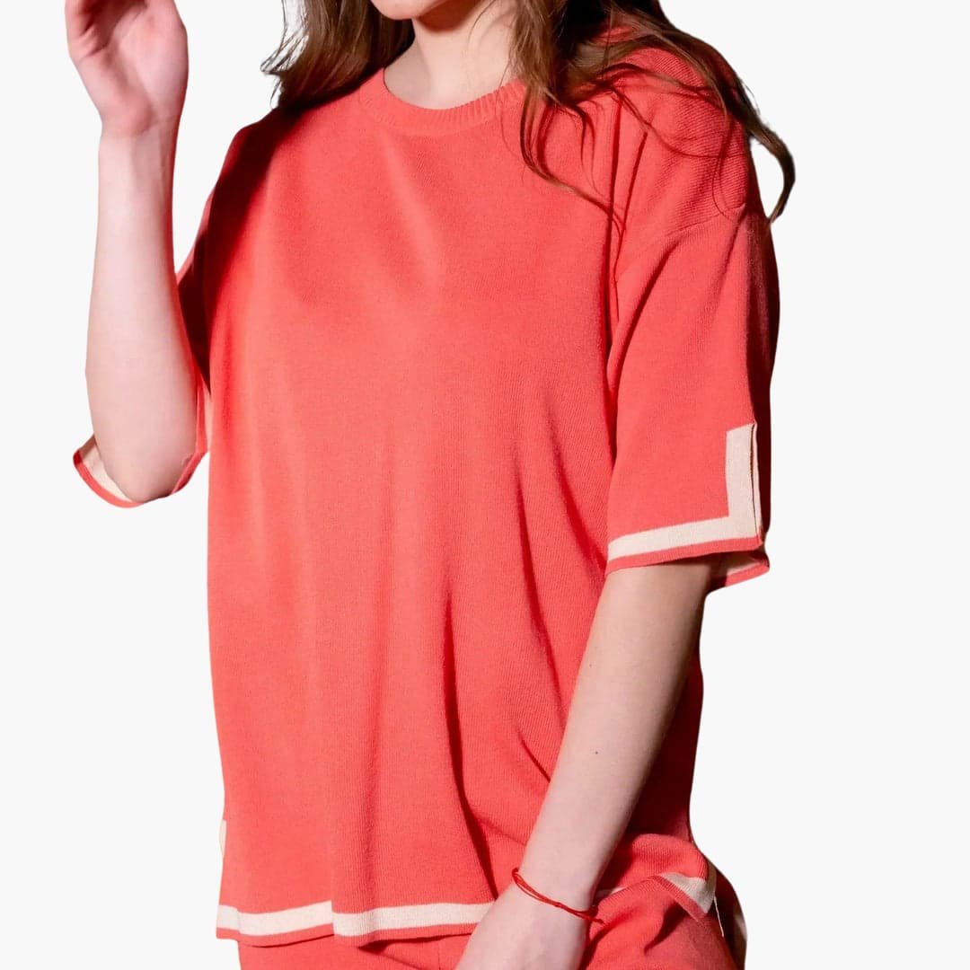 KnitStyle | Knit Set – Relaxed Short-Sleeve Top and Wide-Leg Trousers for Women