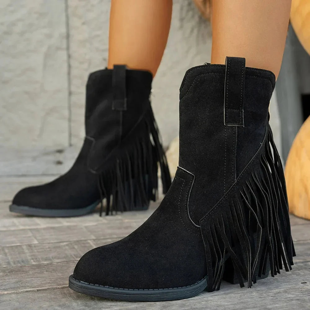 Katharina | Trendige und klassische weitem Schaft Cowboystiefel