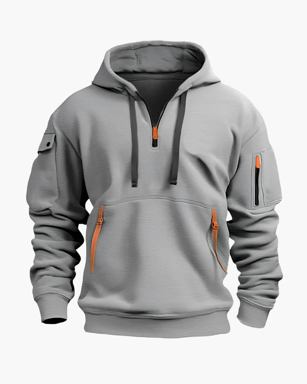 Lockerer Hoodie mit Reißverschluss und Kontrastdetails