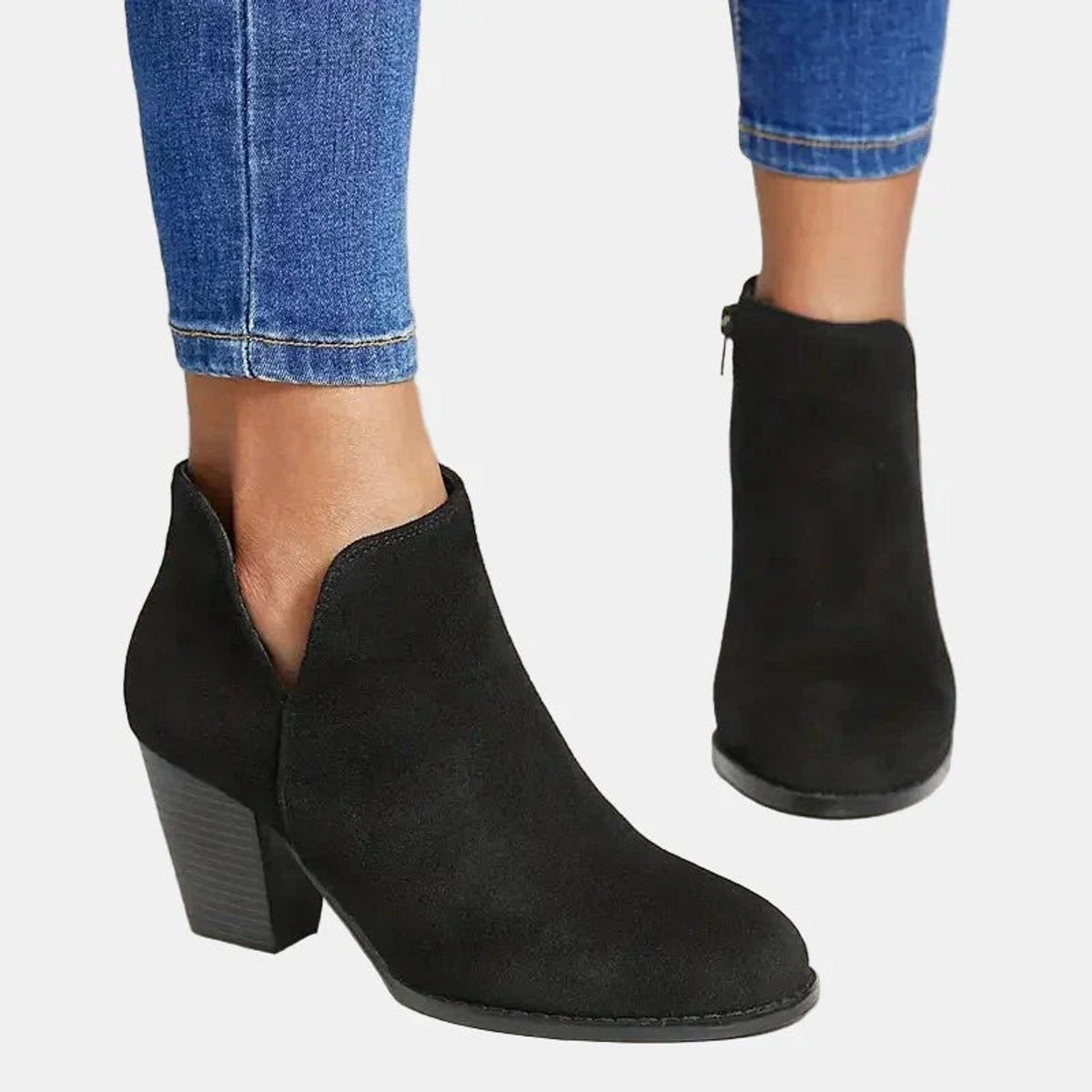 Seraphina | Elegante Veloursleder Stiefeletten mit Blockabsatz