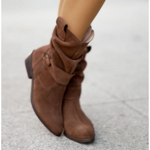 Juliane | Lässige Slouch Stiefeletten mit niedrigem Blockabsatz