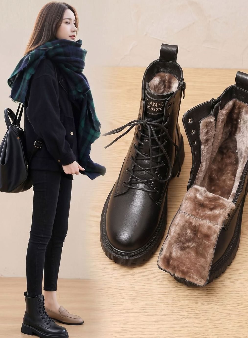 Elfriede | Ankle Boots – Gefütterte Schnür-Stiefeletten für Damen