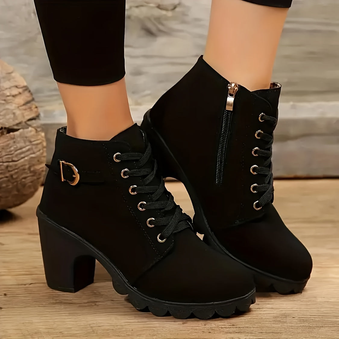 Leonora | Stilvolle Schnür-Stiefeletten mit Blockabsatz