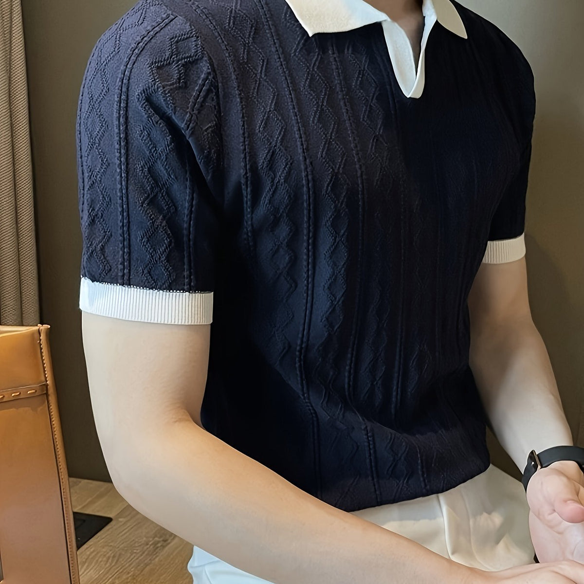 Barrett | Texturiertes Polo-Shirt mit Kontrastkragen