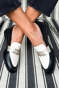 Elena | Elegante und Moderne Zweifarbige Loafer Mit Metallic-Akzent