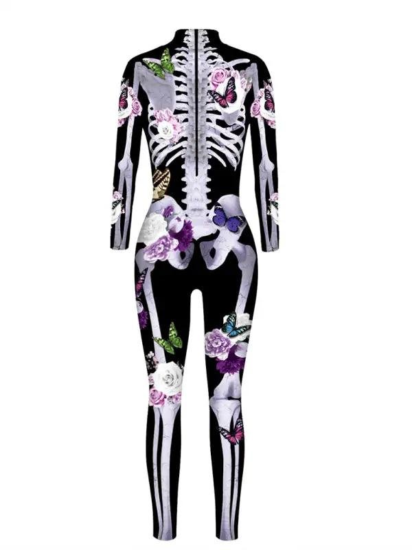 Ornella | Halloween Kostüm – Blumen Skelet Druck