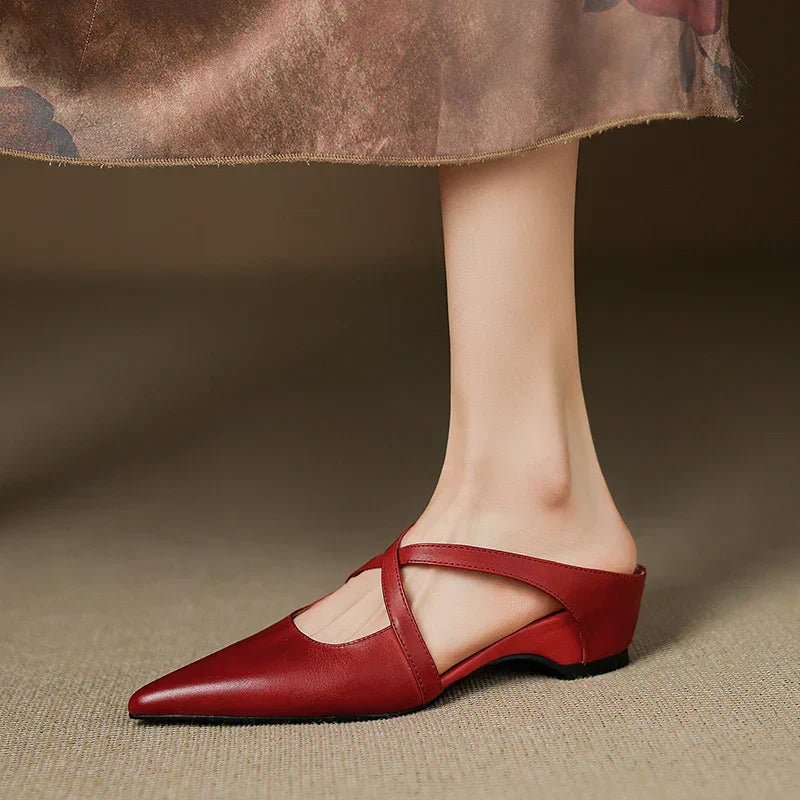 Valeria | Elegante Leder-Pantoletten mit Kreuzriemen