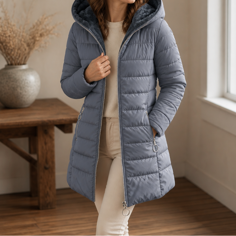 Wintervale | Hooded Longline Puffer Coat met Plush Lining