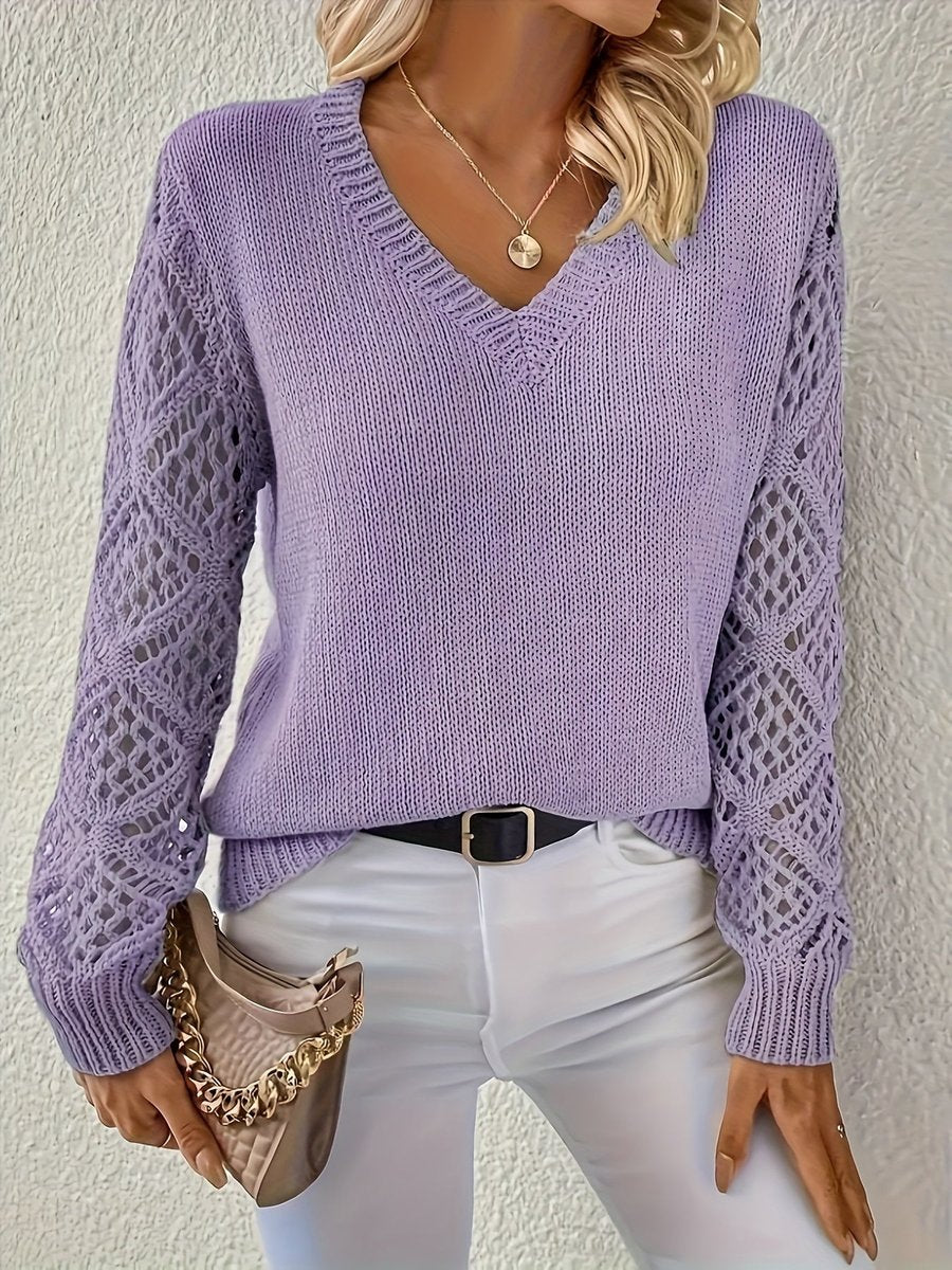 Lena | Eleganter Damen Strickpullover mit V-Ausschnitt