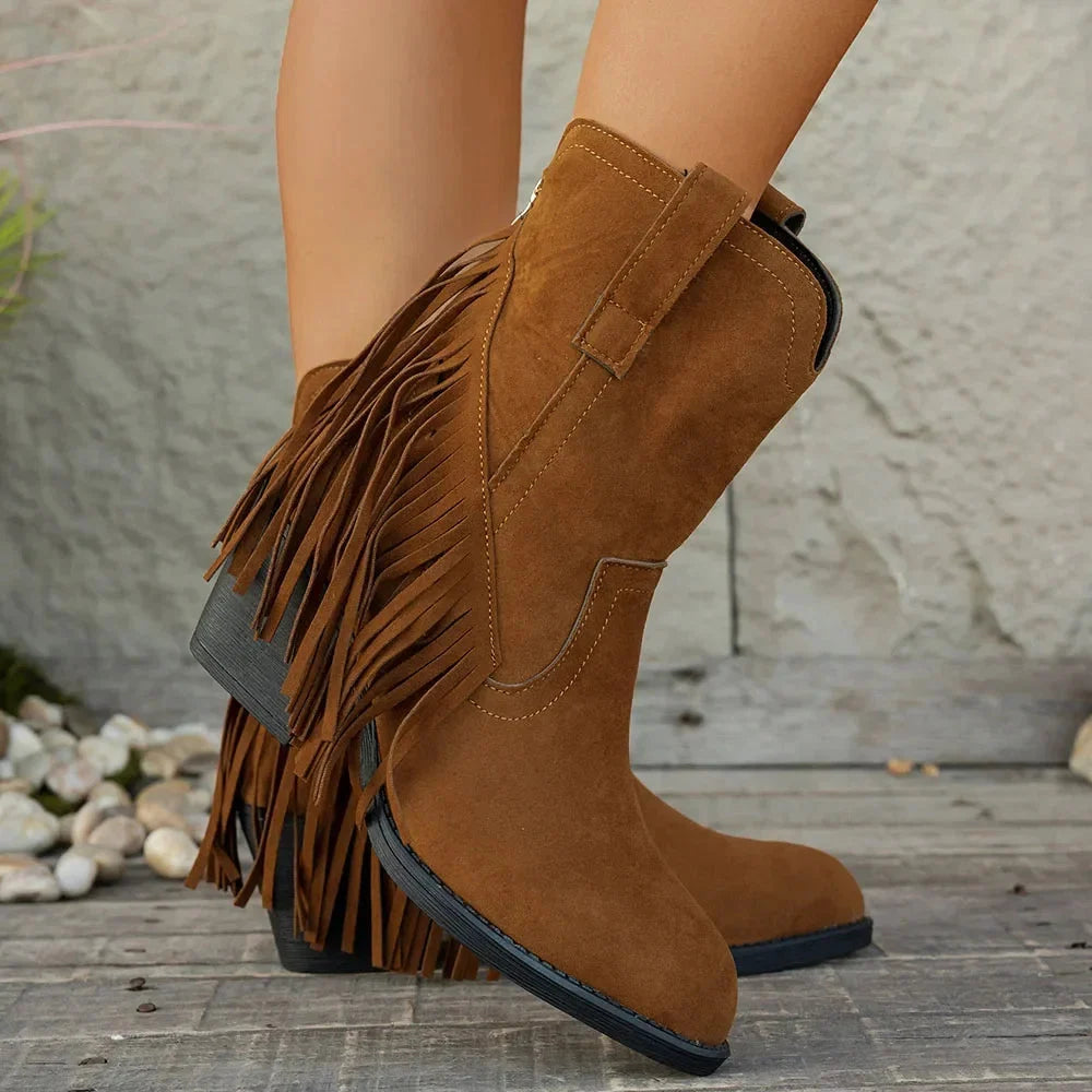 Katharina | Trendige und klassische weitem Schaft Cowboystiefel
