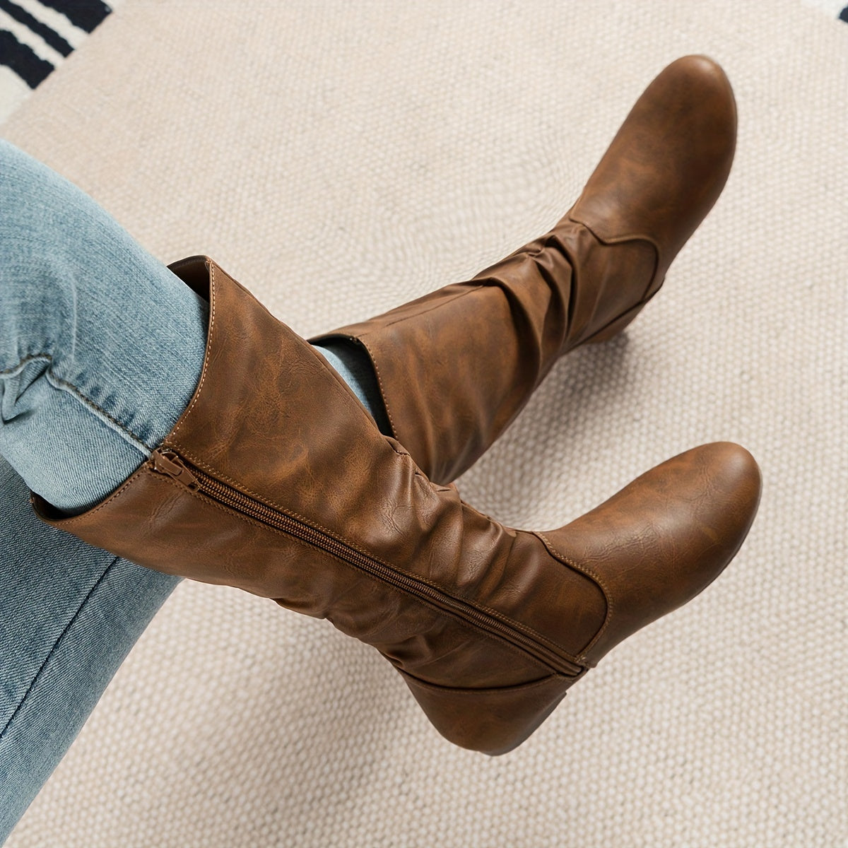 Isabella | Lässige Kniehohe Stiefel mit gerafftem Schaft