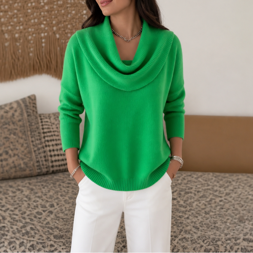 Draveline | Cowl Neck Drape Knit Sweater – Comfortabele Rimpelstijl voor Vrouwen