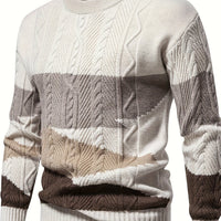 David | Edler Strickpullover mit Zopfmuster und Color-Block-Design