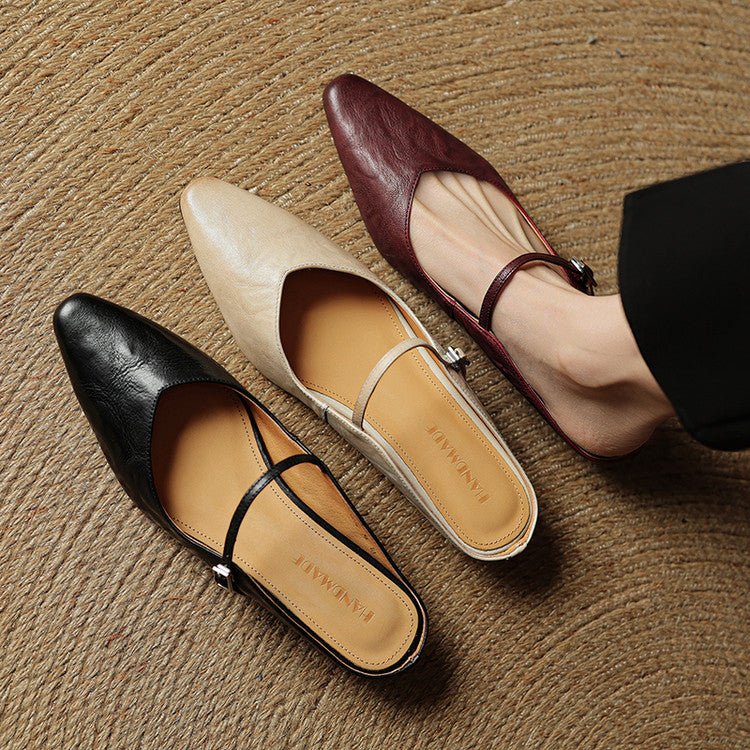 Isabelle | Bequem und elegant Pantoletten mit spitzer Zehe und Riemchen
