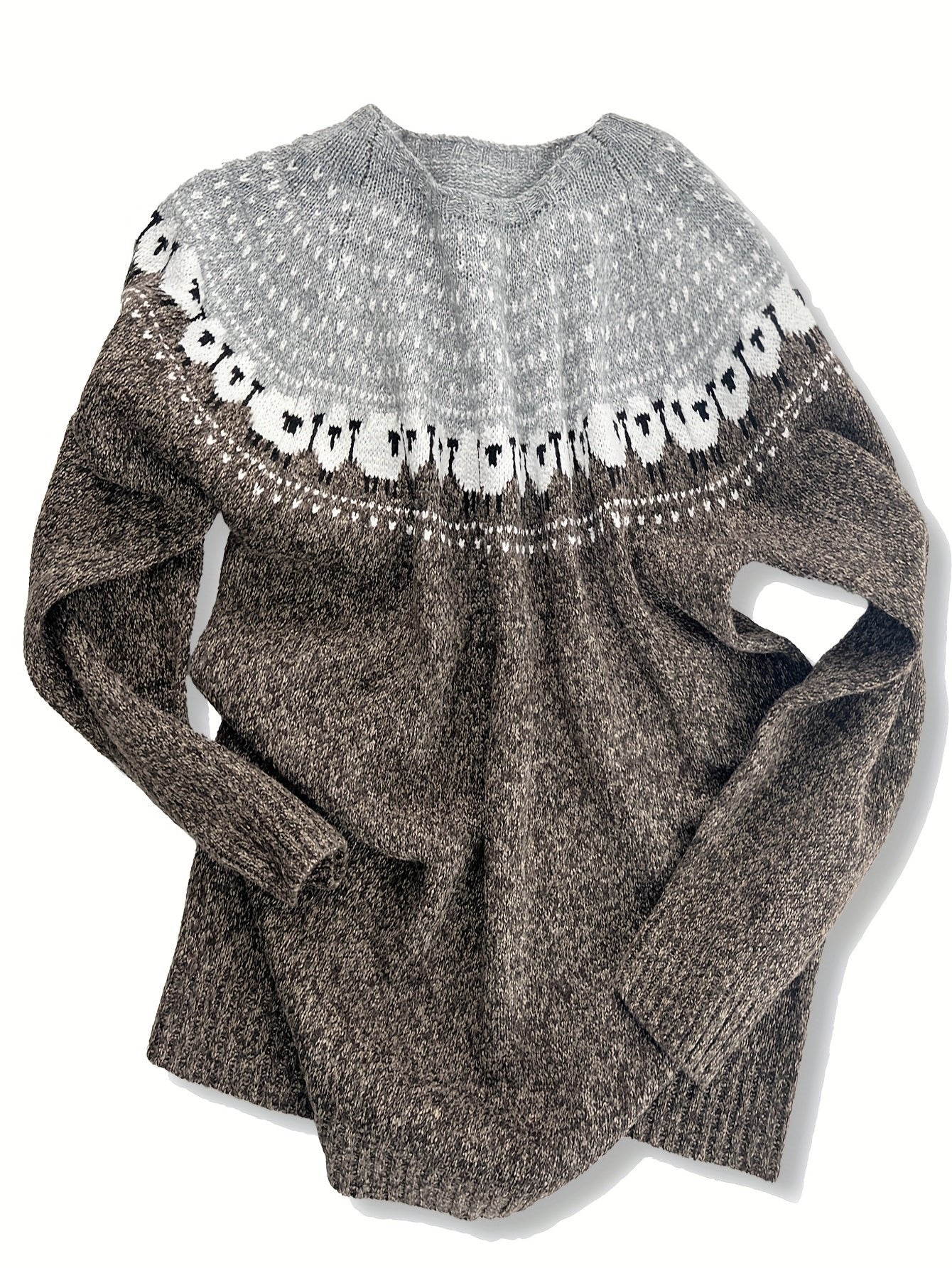 Helena | Gemütlicher und stilvoller Schafwolle Jacquard-Muster Strickpullover