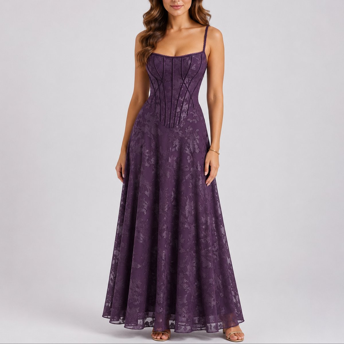 Sophia | Florales Und Elegantes Korsett-Maxi Hochzeitskleid