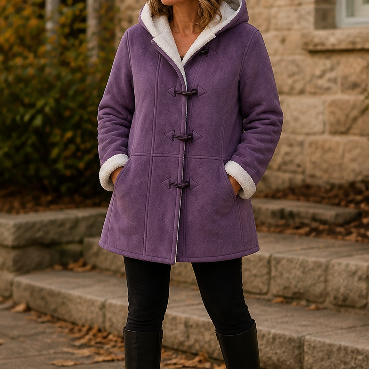 Plushbelle | Faux Shearling Hooded Winter Coat – Warm und Elegant
