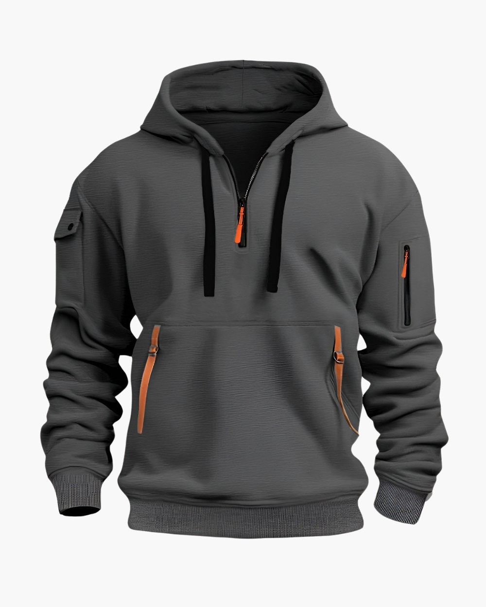 Lockerer Hoodie mit Reißverschluss und Kontrastdetails