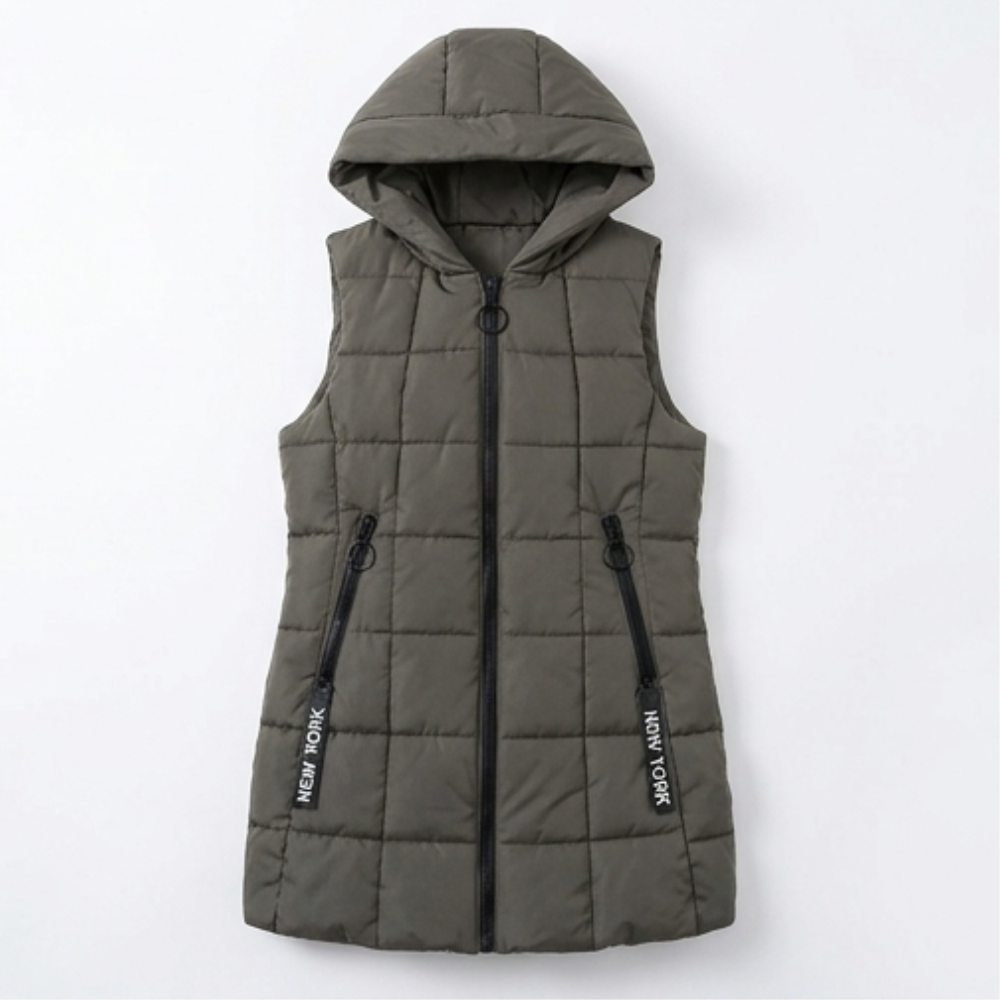 Covara | Long Quilted Puffer Vest - Met Capuchon voor Vrouwen