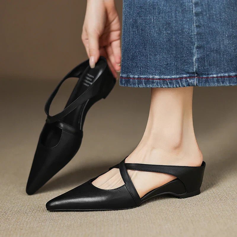 Valeria | Elegante Leder-Pantoletten mit Kreuzriemen