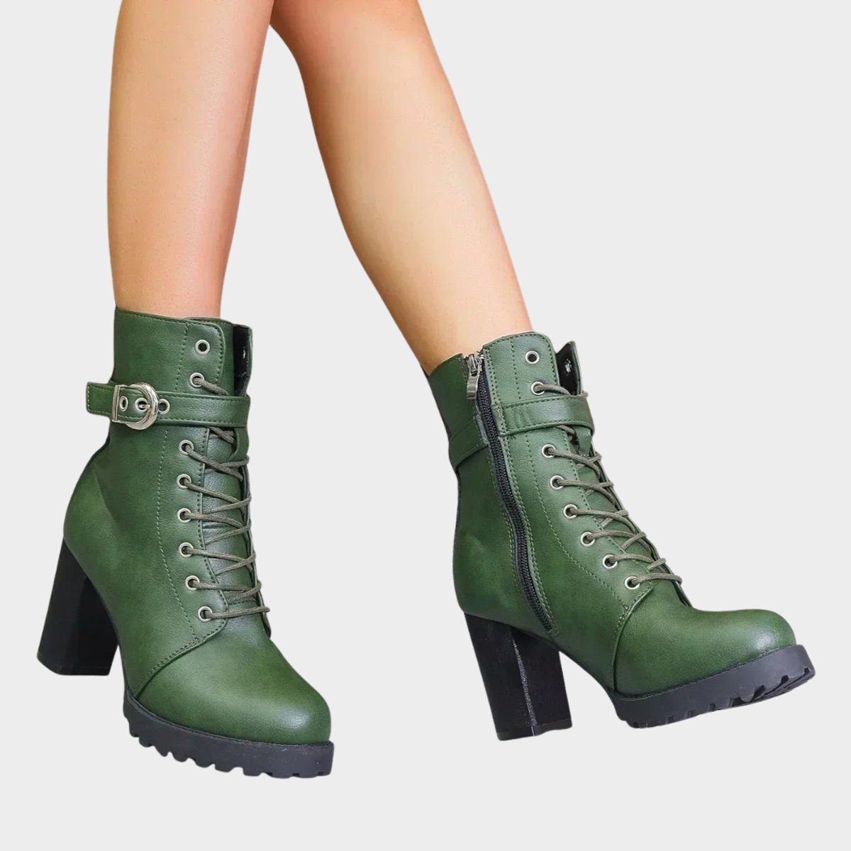 Madison | Markante Combat Stiefeletten mit Blockabsatz und Schnallenriemen