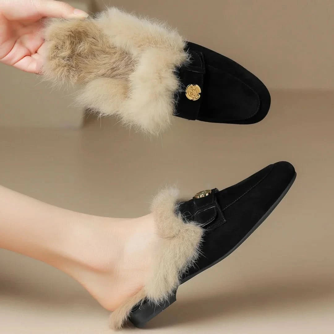 Velora | Shearling Mules – Luxuriöse Struktur für Damen