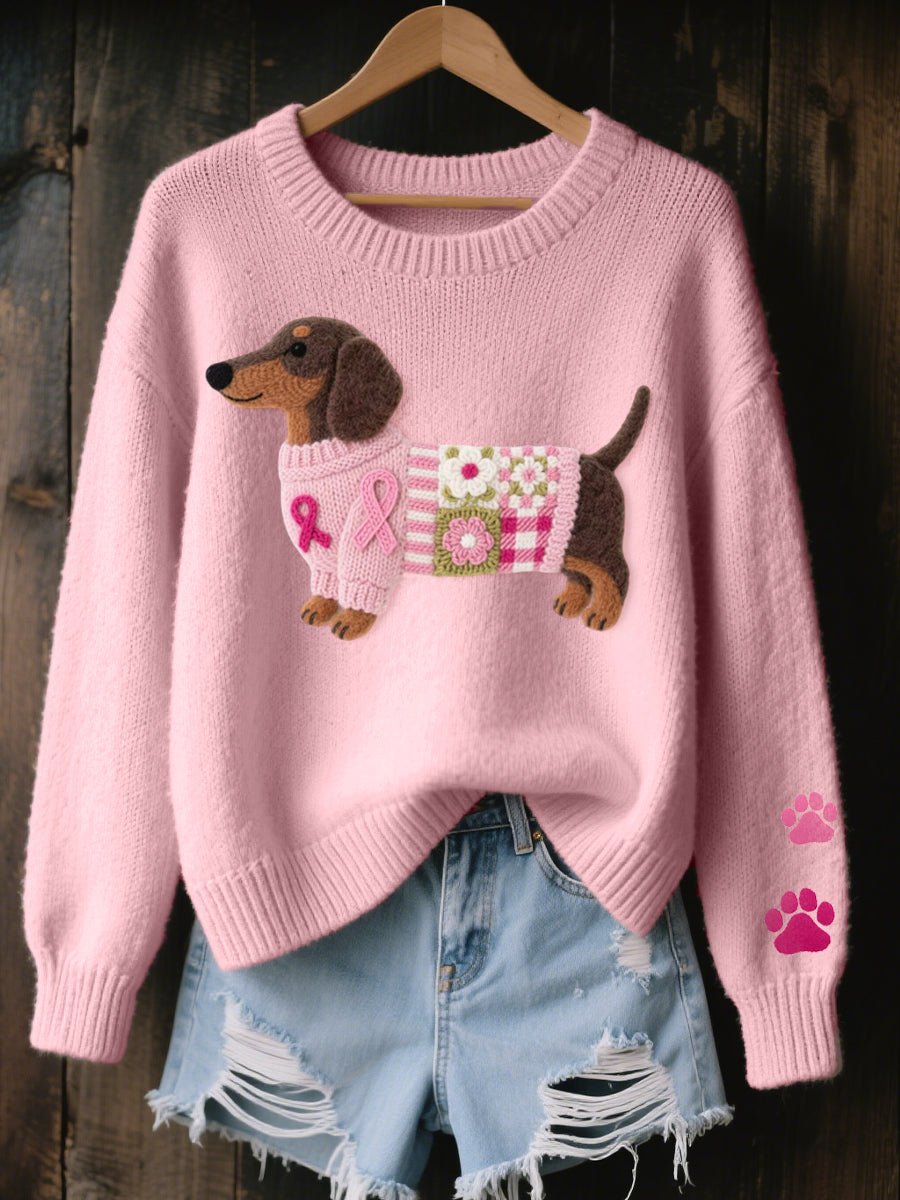 Doreen | Charmanter Dackel Patchwork Strickpullover