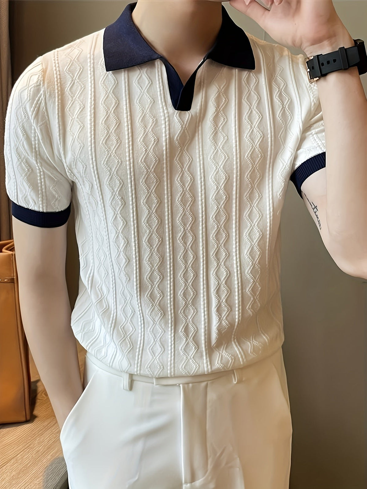 Barrett | Texturiertes Polo-Shirt mit Kontrastkragen