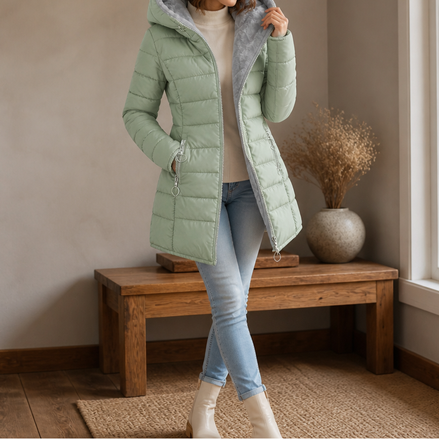 Wintervale | Hooded Longline Puffer Coat met Plush Lining