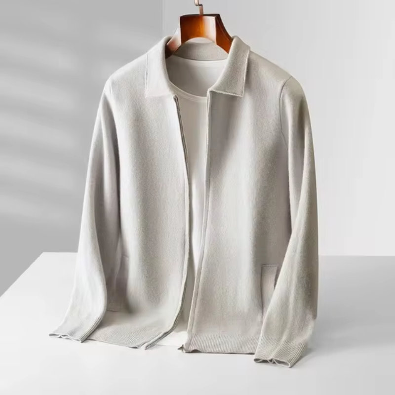 Ethan | Elegante Strickjacke mit Durchgehendem Reißverschluss