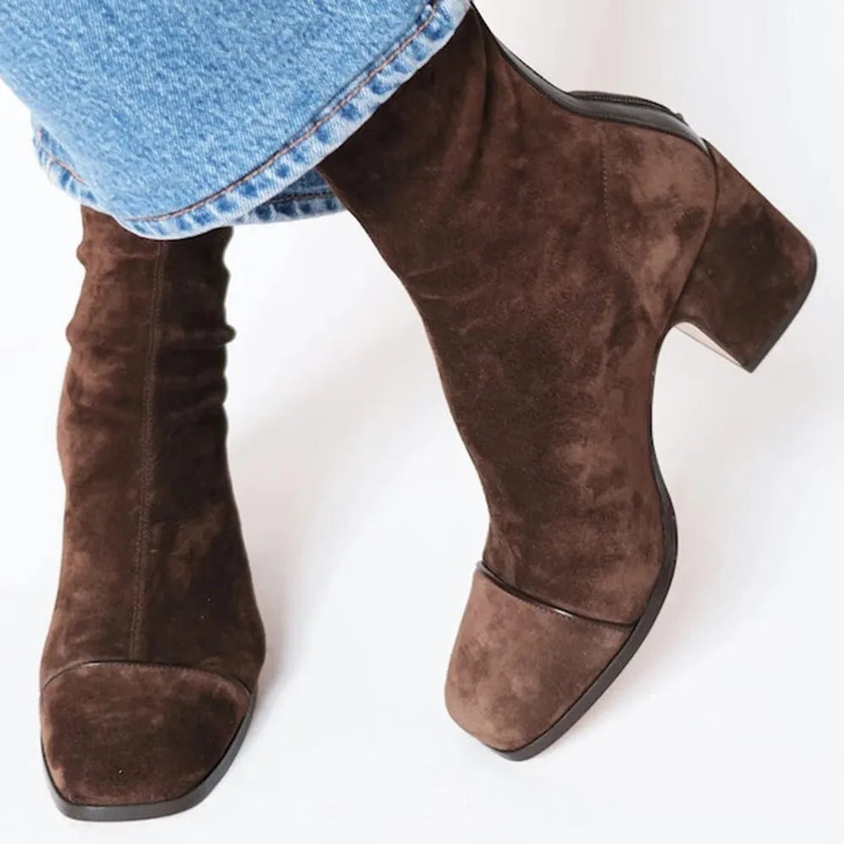 Emily | Gelbe Veloursleder Stiefeletten mit Leopardenmuster
