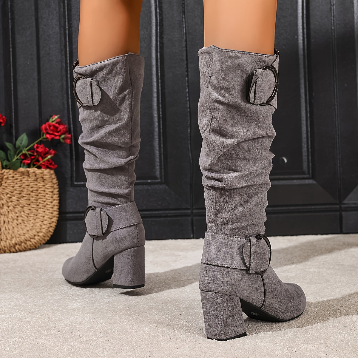 Camilla | Moderne und Bequem Kniehohe Stiefel mit Blockabsatz